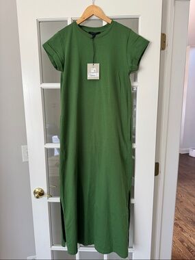 AllSaints Olive Green Short-Sleeve Maxi Dress